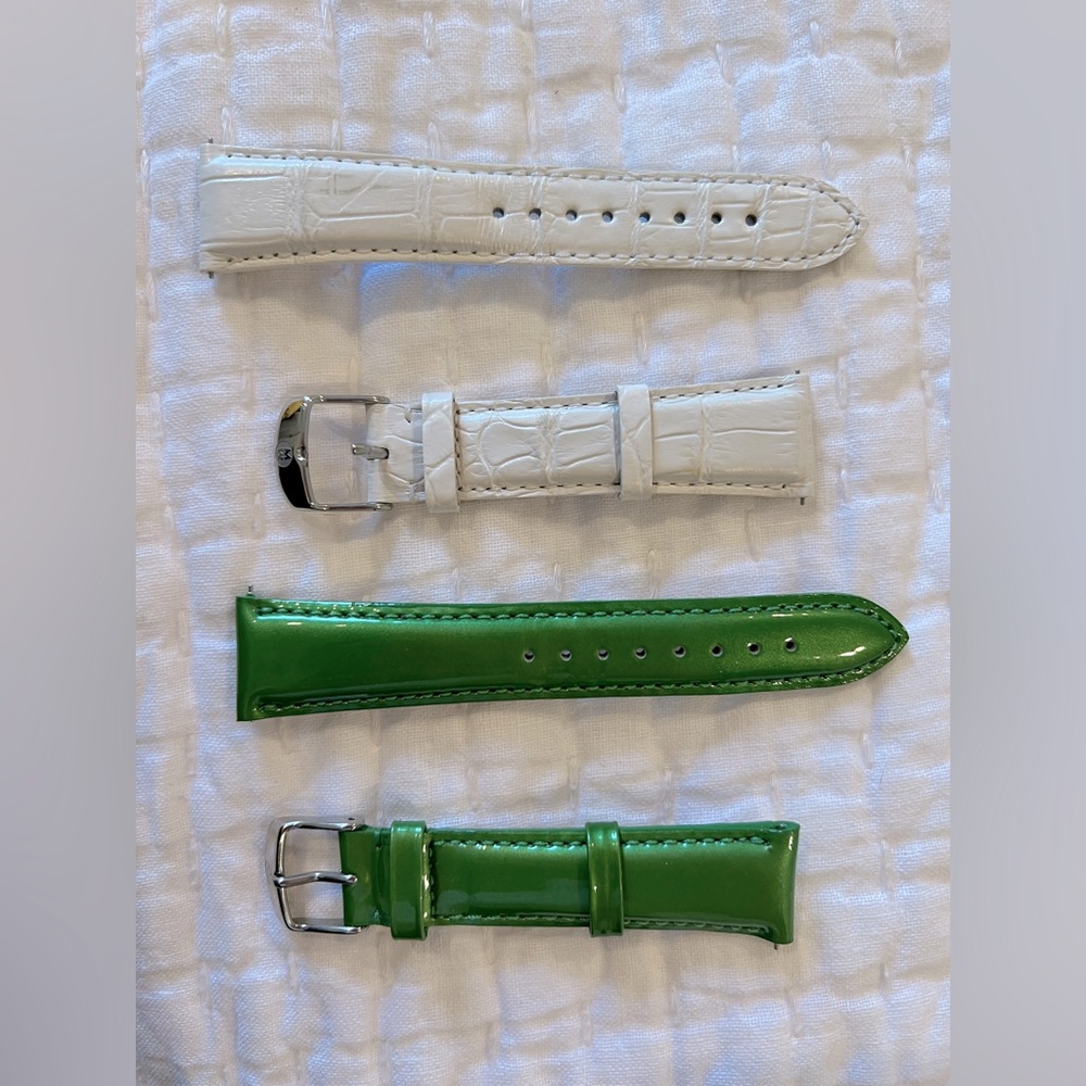 Michele Watch Bands - 20mm - Green Patent Leather & White alligator